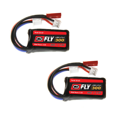 Venom Fly 30c 2s 300mah 7.4v Lipo Battery With Jst And E-flite Ph Plug X2 Packs