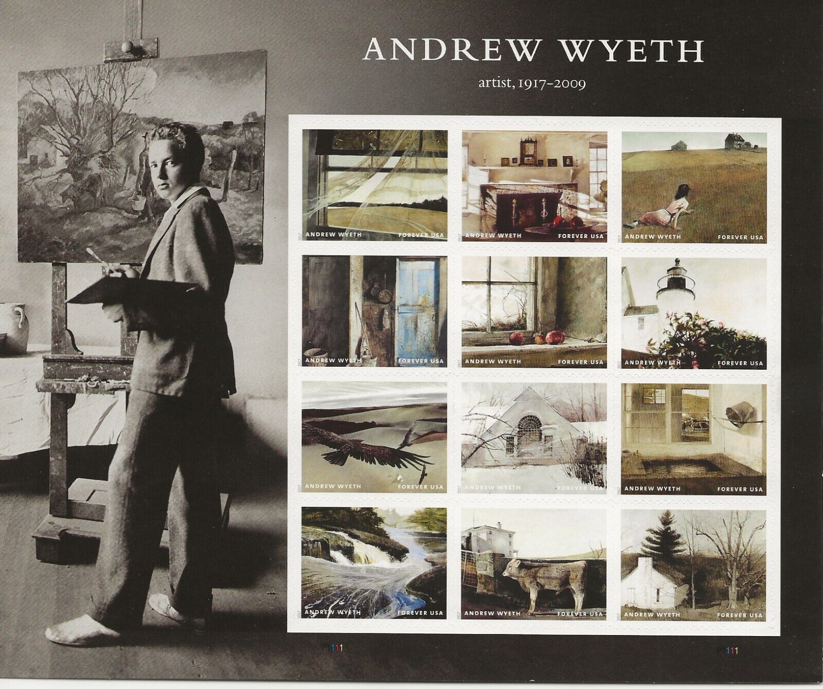 2017 Forever Andrew Wyeth Full Sheet Of 12 Scott #5212, Mint Nh