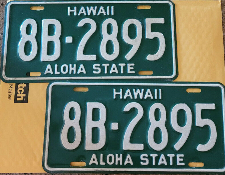Hawaii Aloha State Honolulu / Oahu - License Plate 1960's Set Of 2