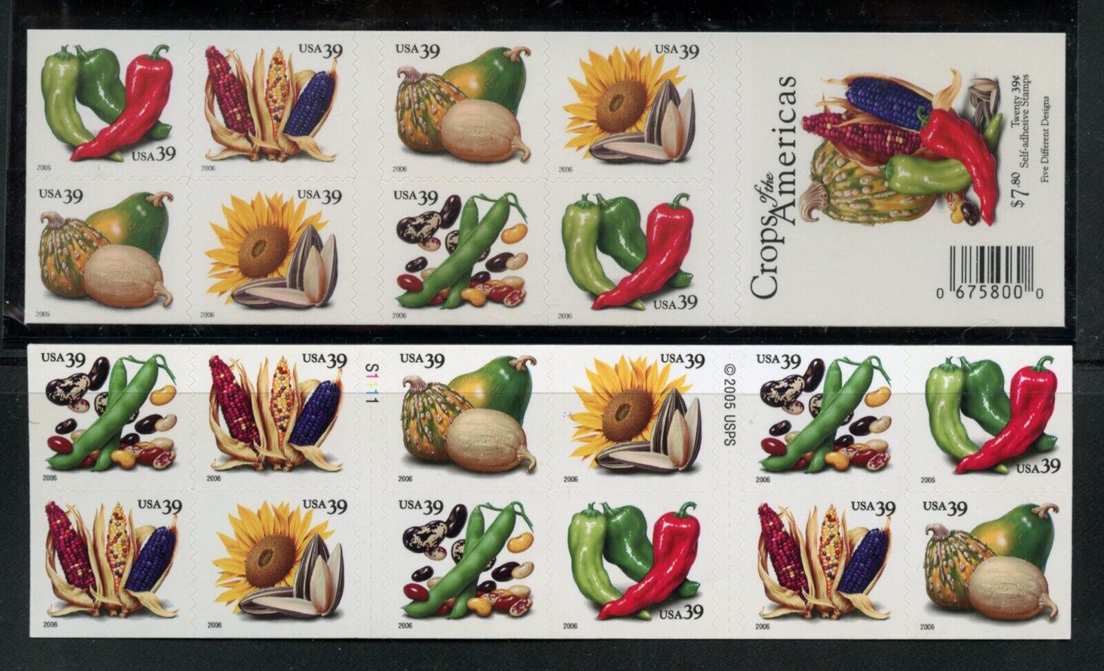 Us Scott 4012b Crops Of America  Two Sided Booklet Pane Of 20 Forever Stamps