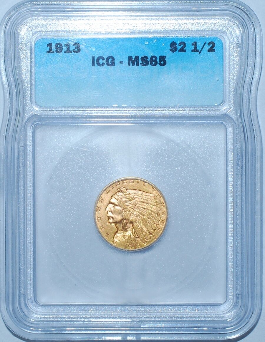 1913 Icg Ms65 $2.50 $2 1/2 Gold Indian Head Quarter Eagle