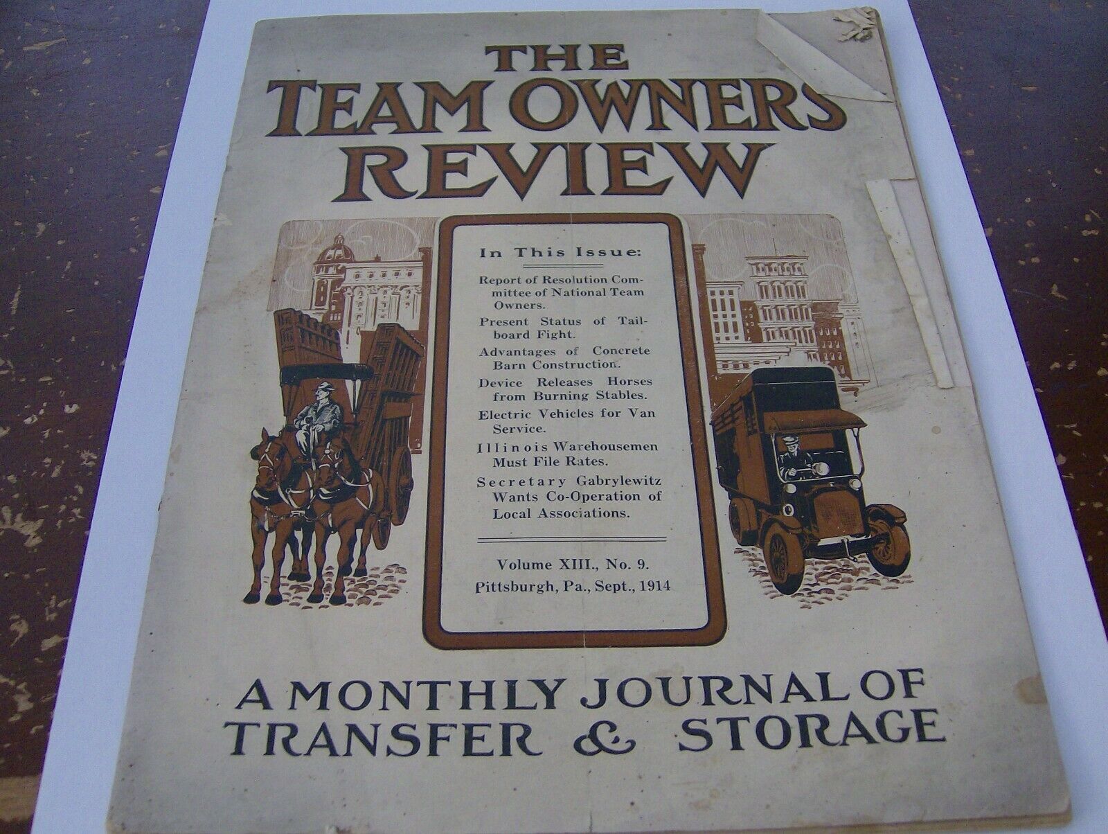 1914  The Team Owners Review Transfer & Storage Trucks Journal Pittsburgh