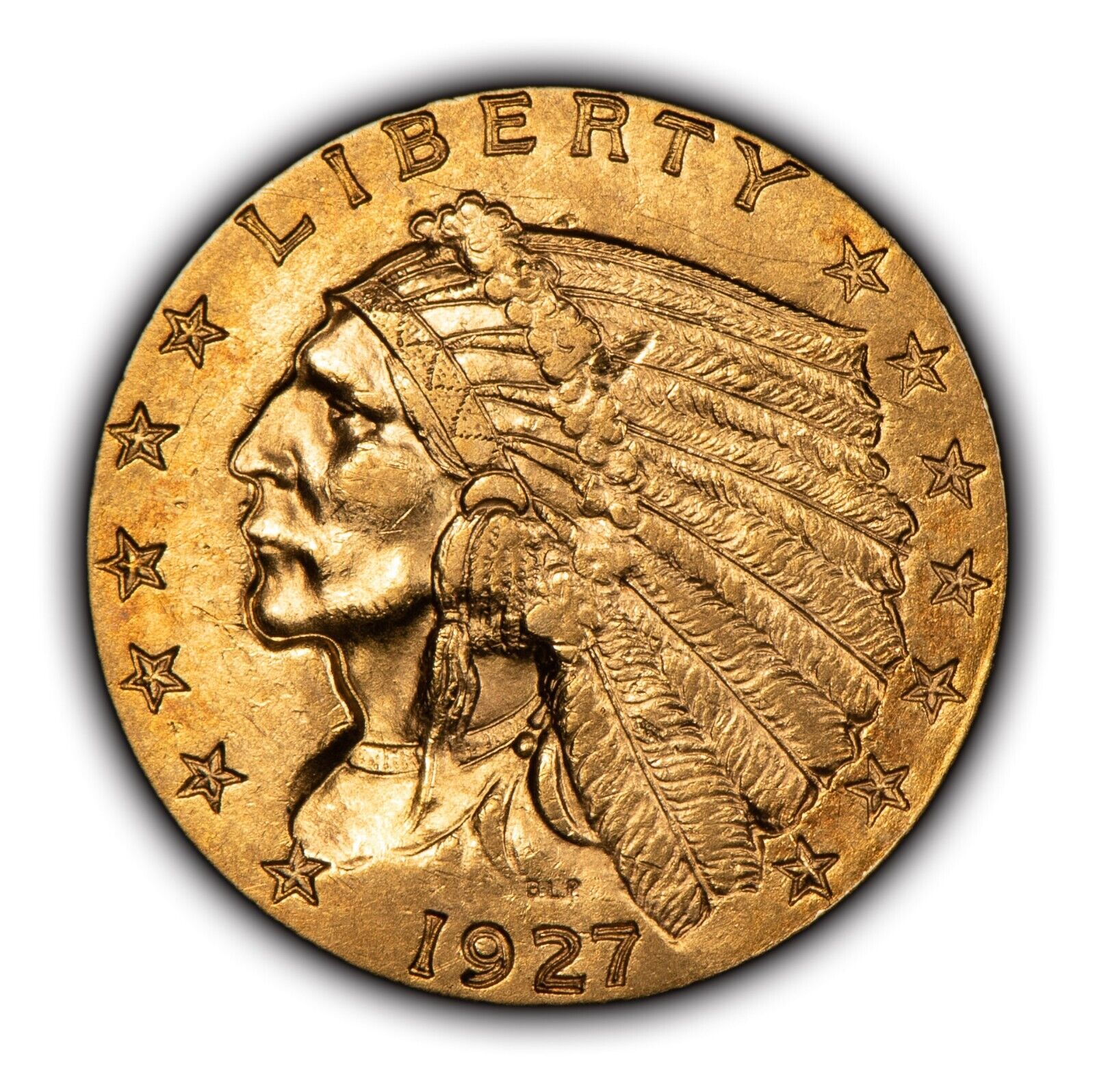 1927 G$2.50 Indian Head Gold Quarter Eagle - Sku-g1815