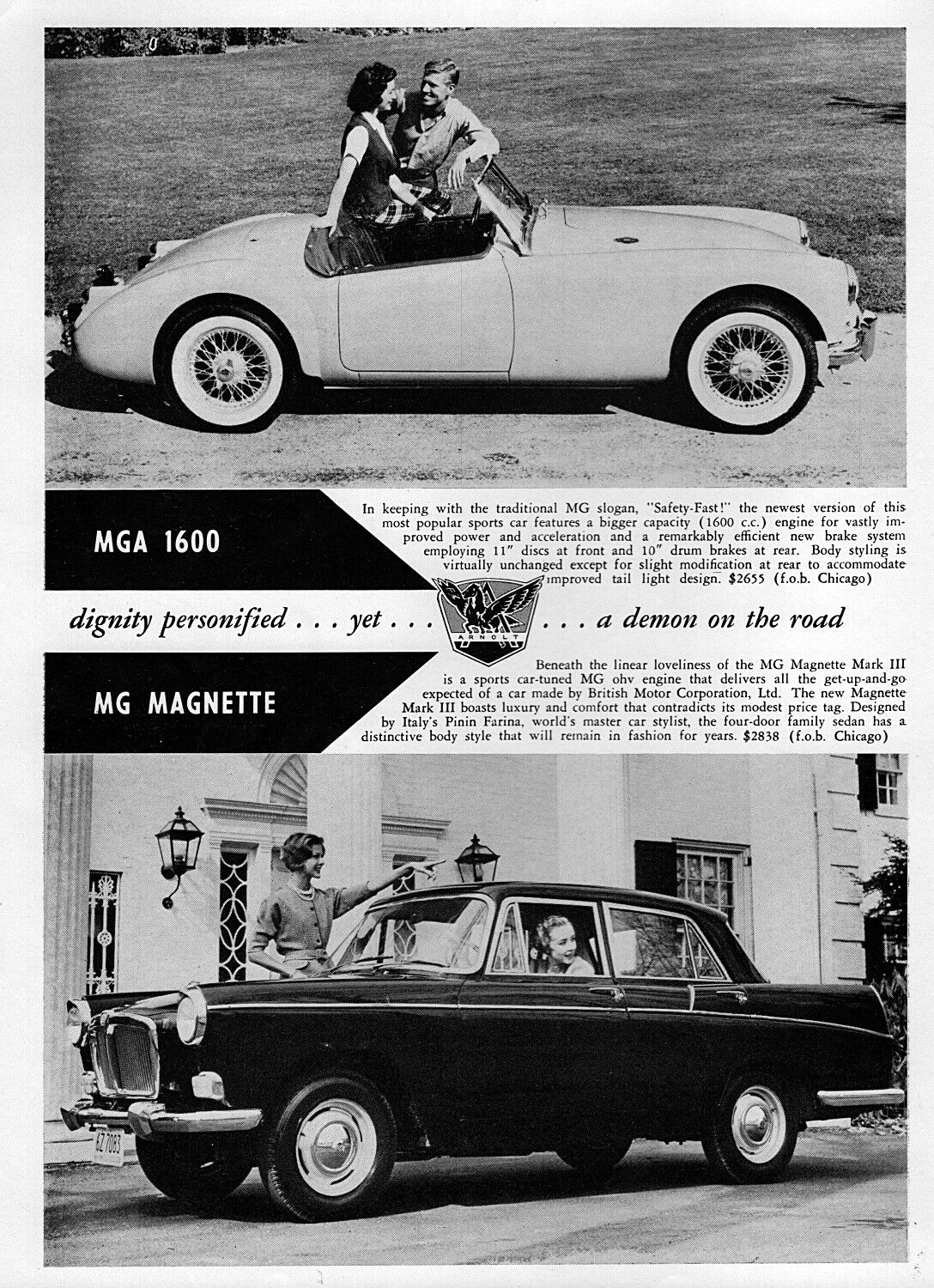 1960 Mg Mga Sports Roadster & Magnette Sedan Original Ad