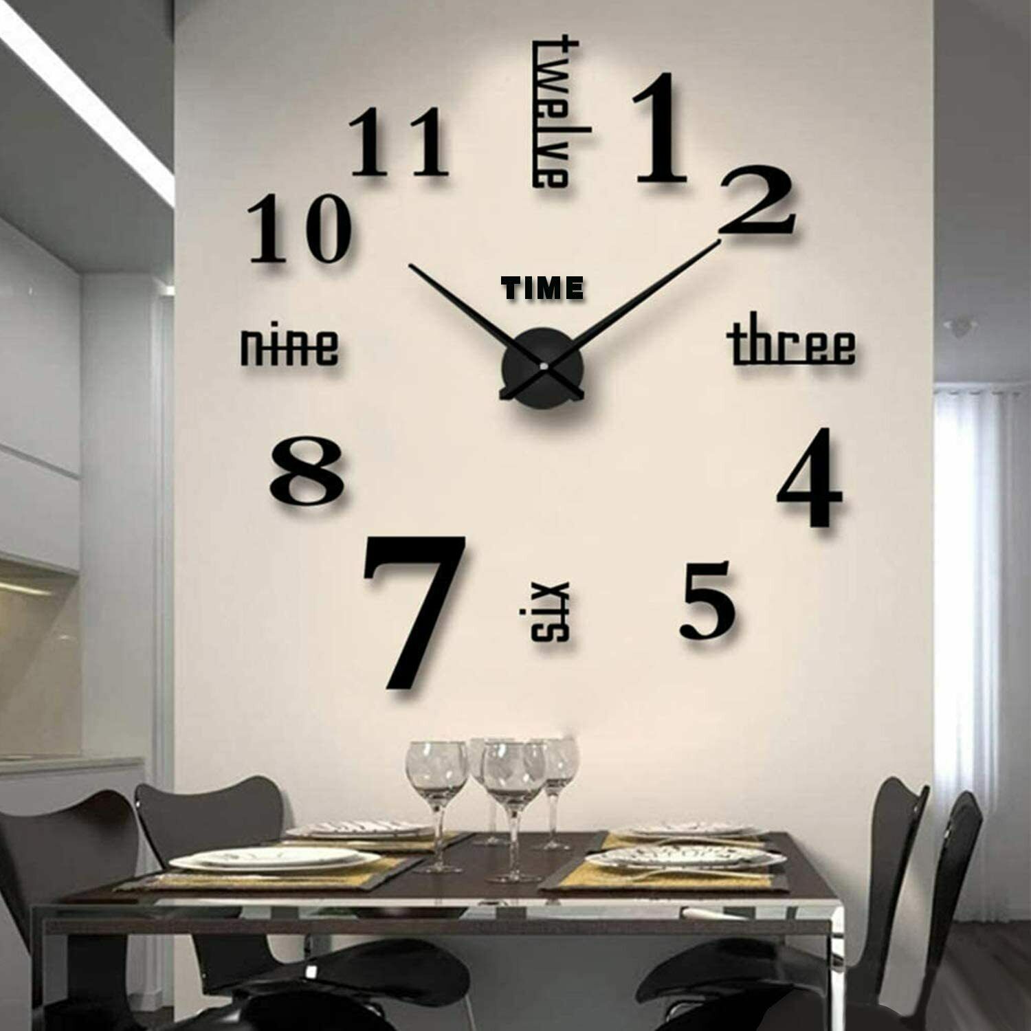 3d Mirror Surface Large Wall Clock Modern Diy Sticker Office Home Shop Art Decor