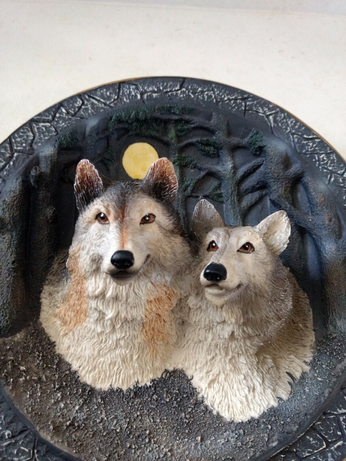 Artistic Amy & Addy Wolves 3d Three Dimensional Collector Plate