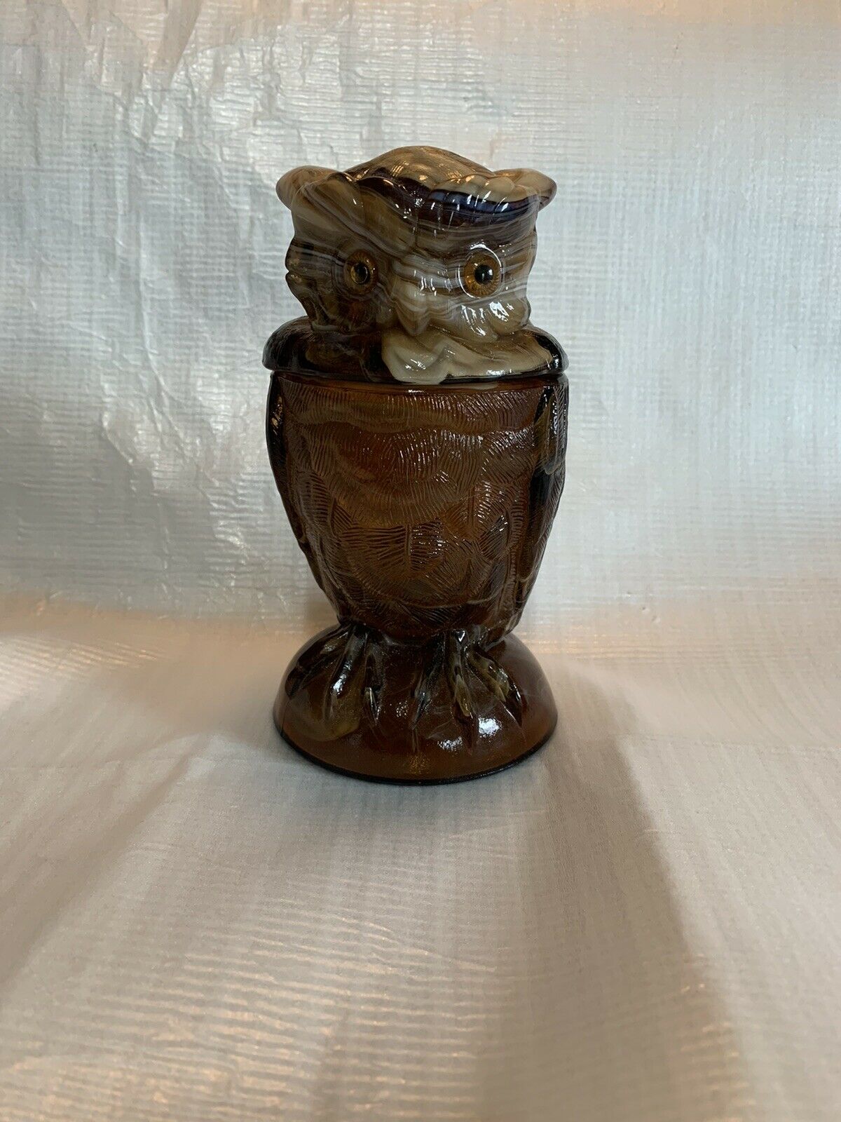 Imperial Glass Caramel Owl Jar