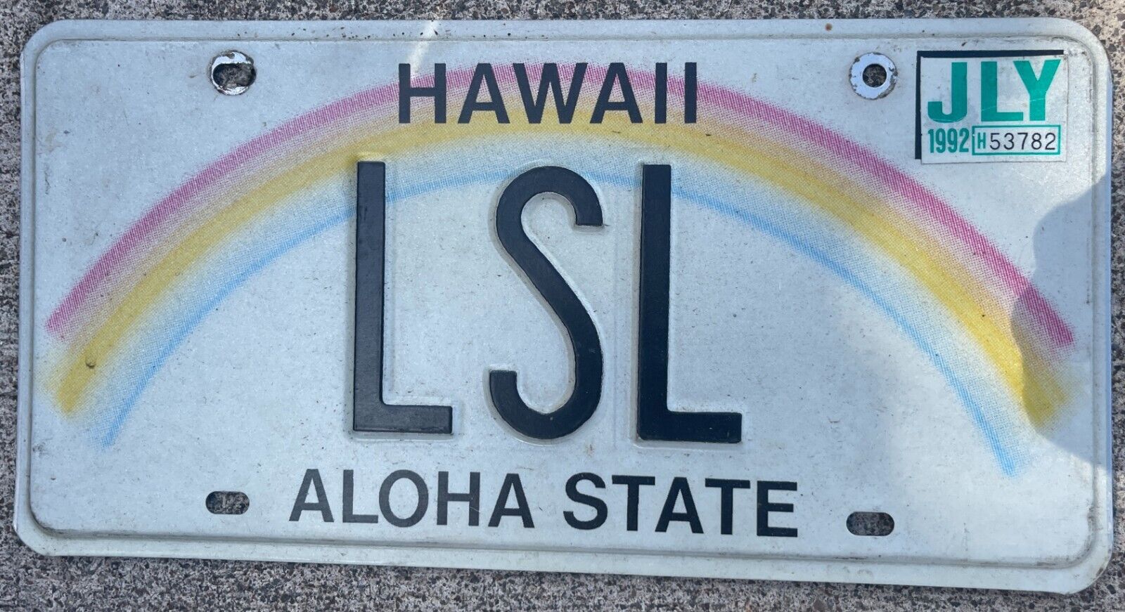 Hawaii Aloha State Authentic Retro Used Genuine Rainbow License Plate #lsl