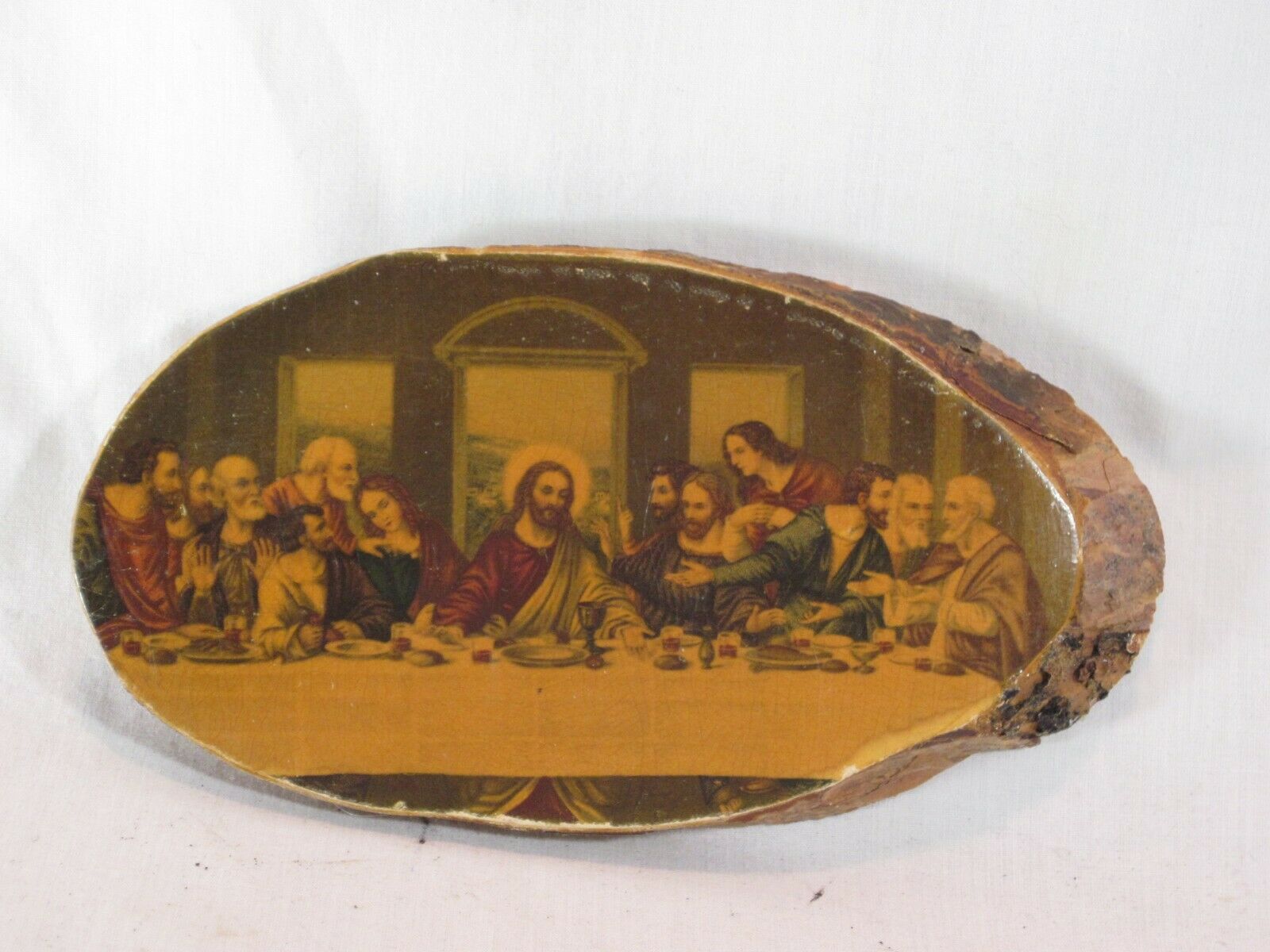 Vintage Last Supper Jesus Christ Hell's Half Acre Wyoming Souvenir Wood Slice