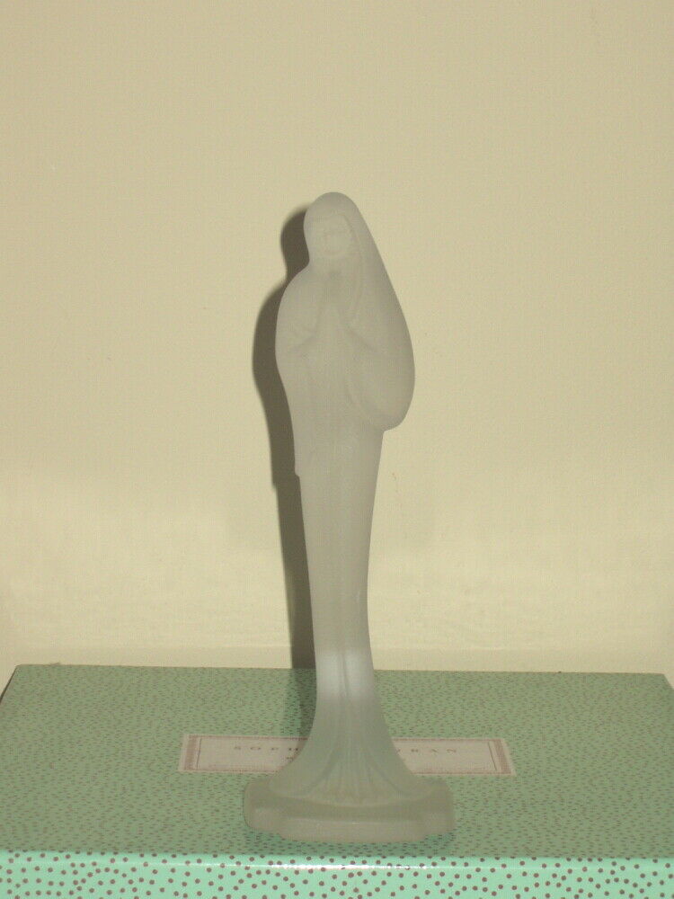 Vintage Heisey Smoked Glass Tall Madonna With Paper Label