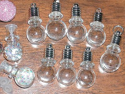 10 Lot Round Mini Glass Potion Tiny Bottles Vial Charm Crystal Ball
