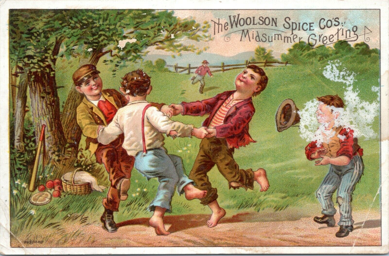 Trade Card - Woolson Spice Boys Dancing In Field