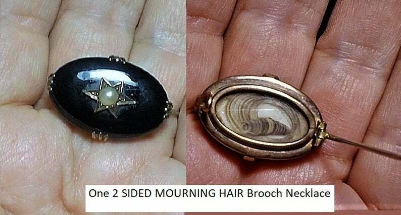 2 Sided 9c Gold Mourning Hair Pin Pendant 1890s Prince Of Wales Hair Weave Ooak