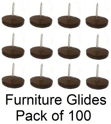 3/4" Furniture Chair Nail Feet Glides Protect Floor (brown) - Pack Of 100