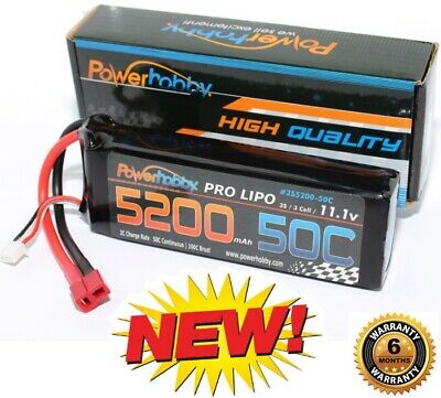 Powerhobby 3s 11.1v 5200mah 50c Lipo Battery Pack W Deans Plug 3-cell
