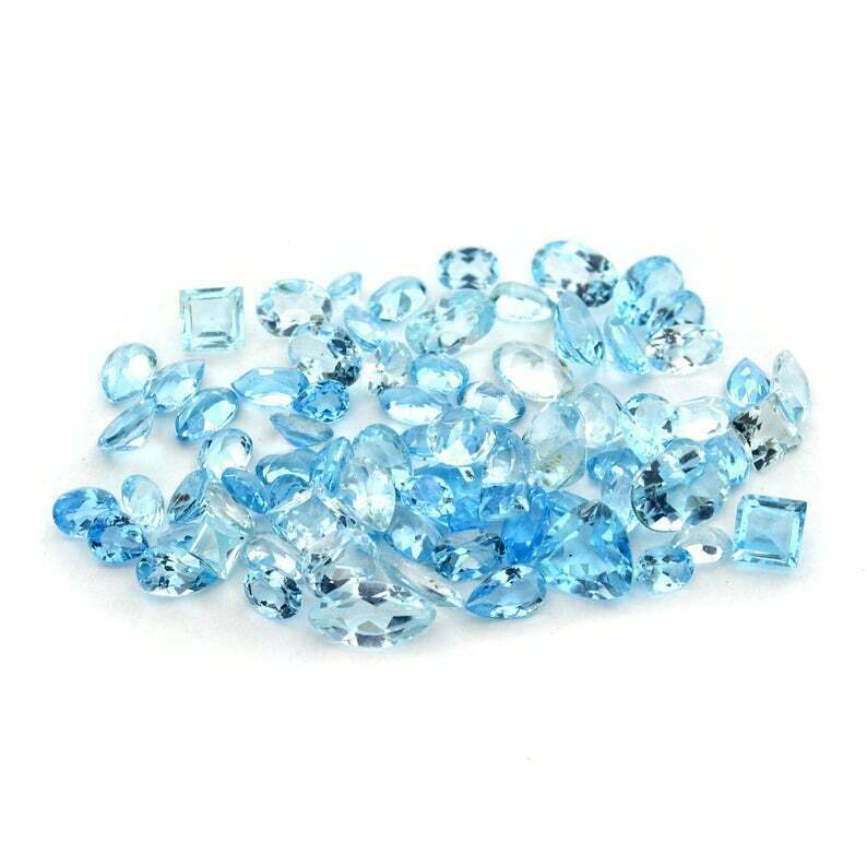 10.35 Cts. Wholesale Lot ! Natural Blue Topaz Mix Shape & Size Loose Gemstone