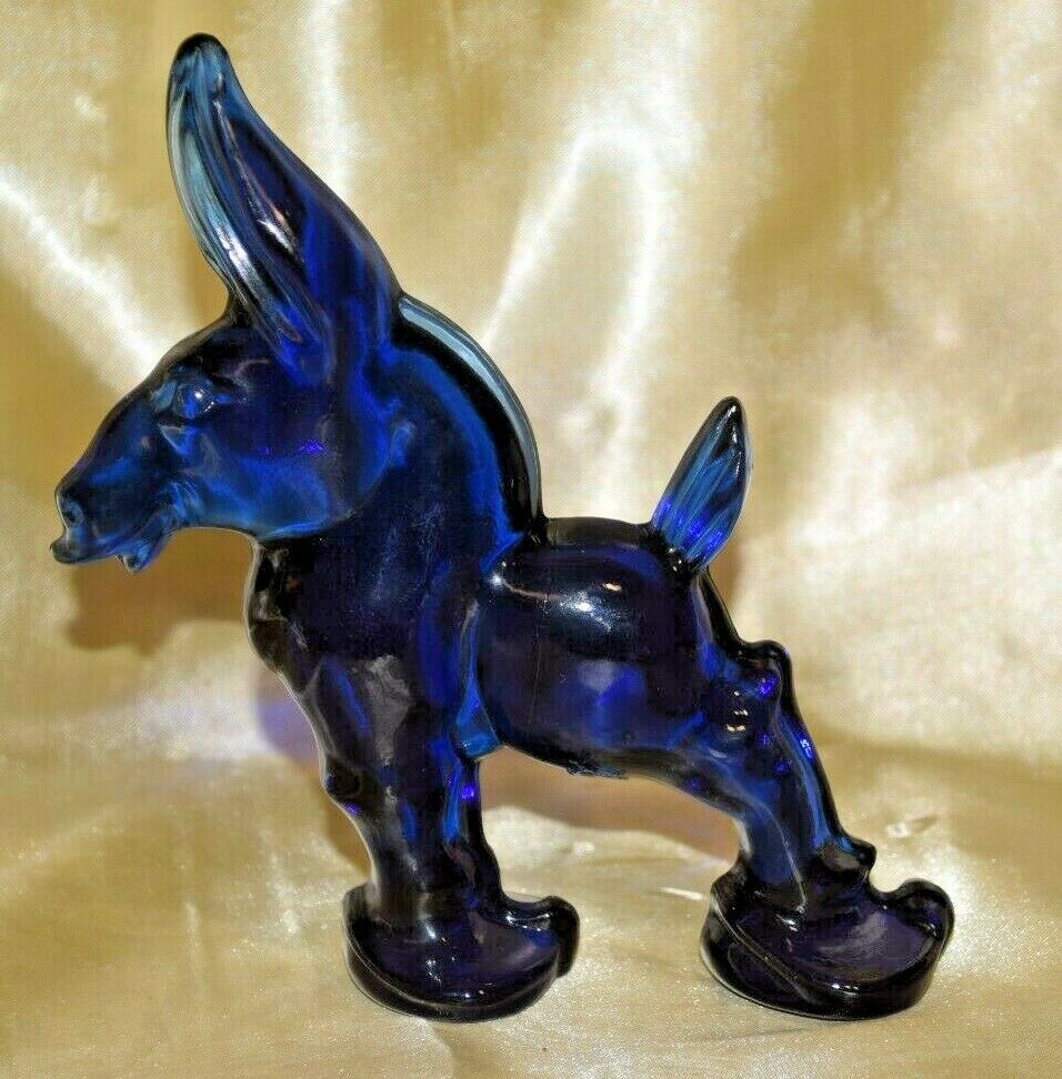 Imperial Glass F/ Heisey Mold Longaberger Cobalt Blue Donkey 6" Tall