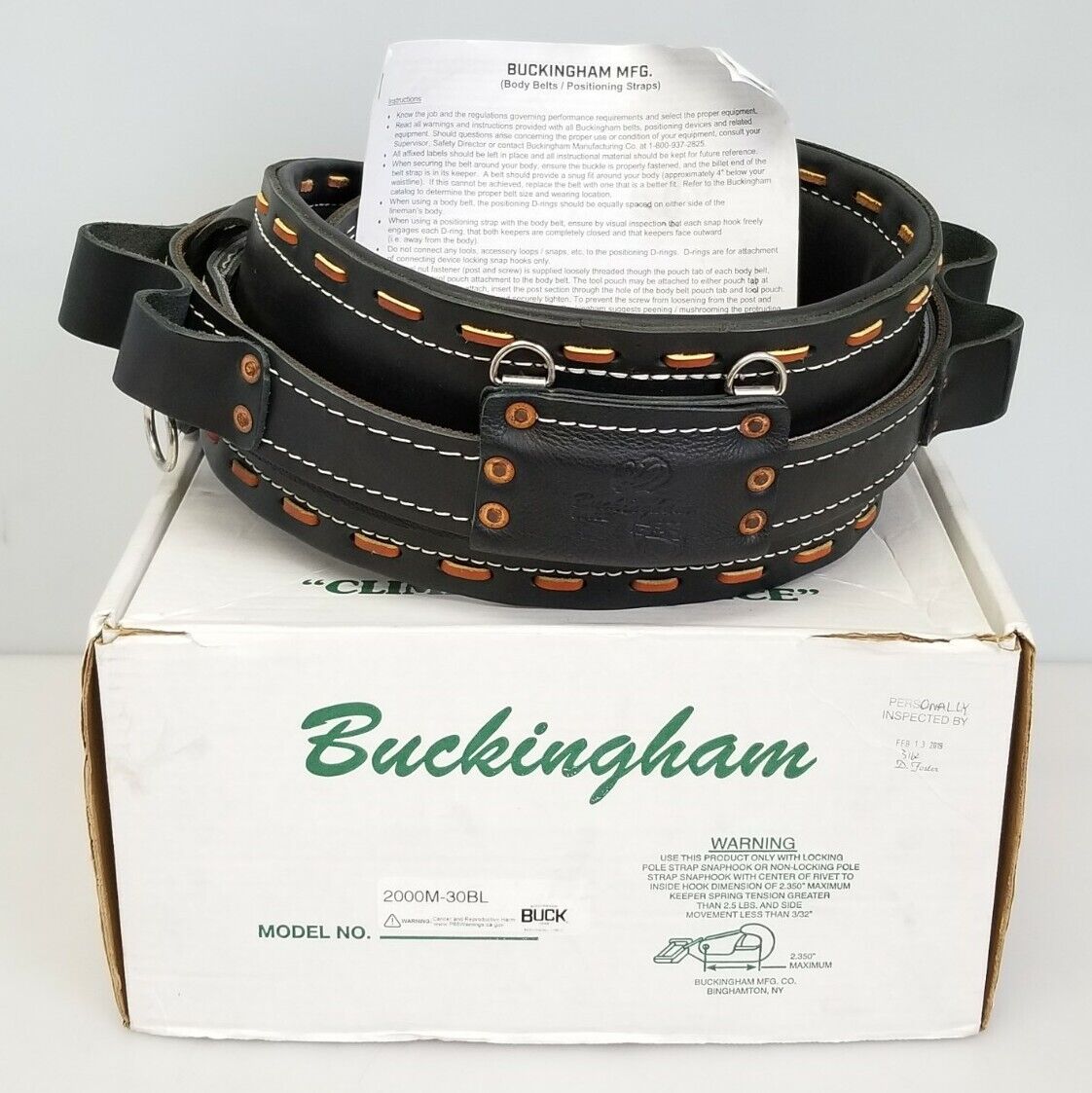 Buckingham 2000m-30bl Full Float Leather Climbing Body Belt 2019 With Box New