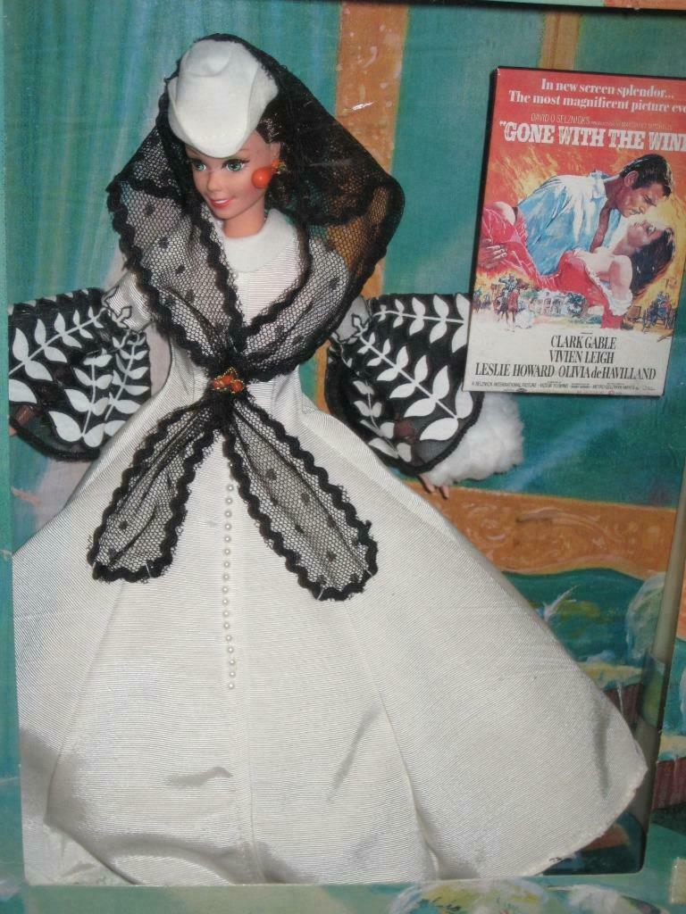 1995 Scarlett O'hara Barbie Doll Hollywood Legends Black & White Gown 13254 Nrfb