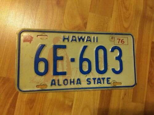 1976 Hawaii License Plate Tag King Kamehameha Aloha State 6e-603