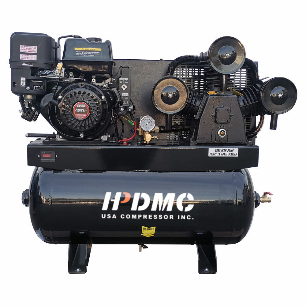 Gas Driven Piston Air Compressor One Stage 43.5cfm For Service Trucks Fit