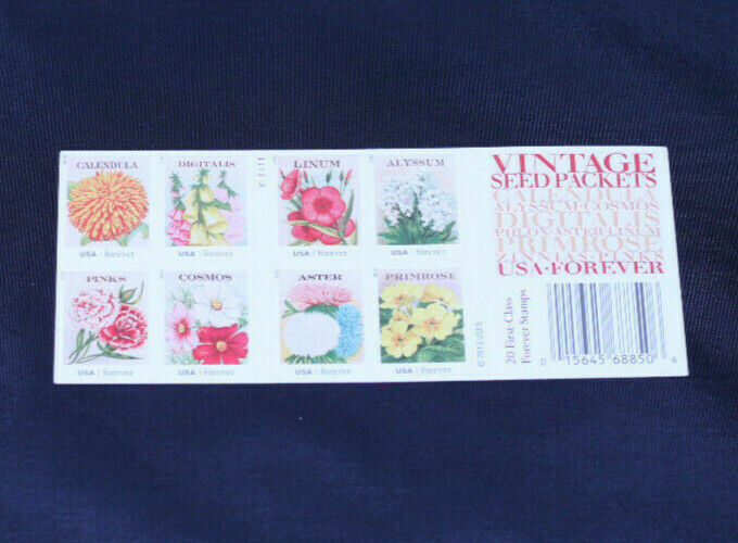 #4763b Vintage Seed Packets Booklet Pane Of 20 Forever Stamps Mnh Unfolded