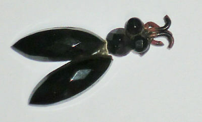 Antique Victorian Mourning Black Glass Pendant Funeral Adornment Bug Insect Jet