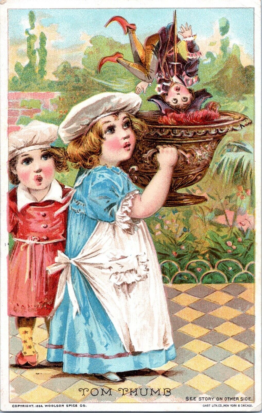 Lion Coffee Large Victorian Trade Card Tom Thumb Gast 1894
