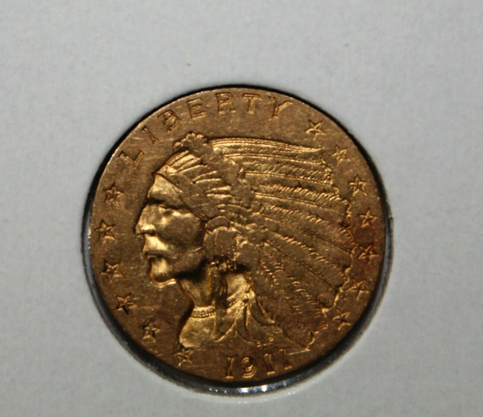 1911 $2.50 Gold Indian Head Quarter Eagle Coin, Uncertified