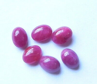 11.50 Cts Oval Cab Natural Ruby Cab Lot Loose Gemstone 06 Pieces 6 X 8 Mm G-748