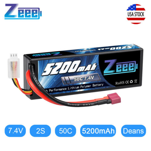 Zeee 50c 2s 5200mah 7.4v Lipo Battery Hardcase Deans Plug For Rc Car Truck Buggy