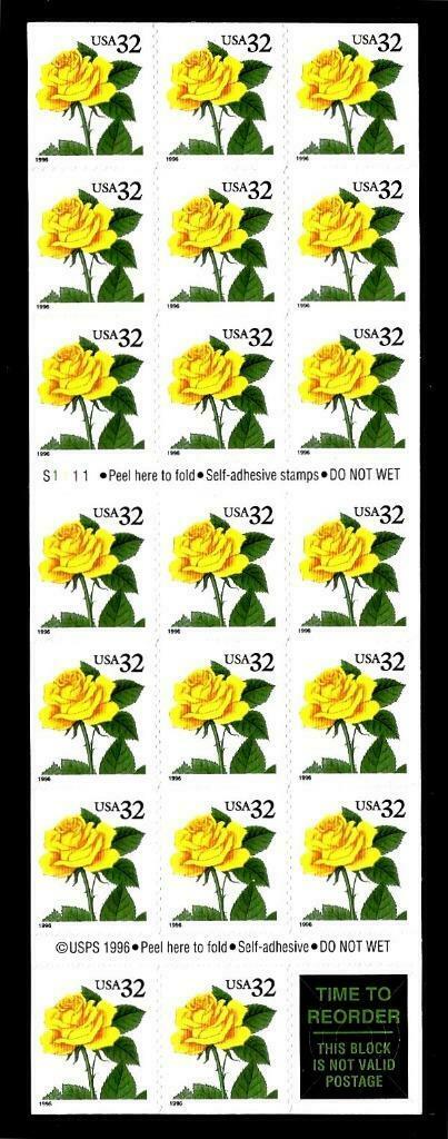 1¢ Wonder's ~ Unfolded Mint Booklet W/ 32¢ Yellow Rose (fv = $6.40) ~ S265