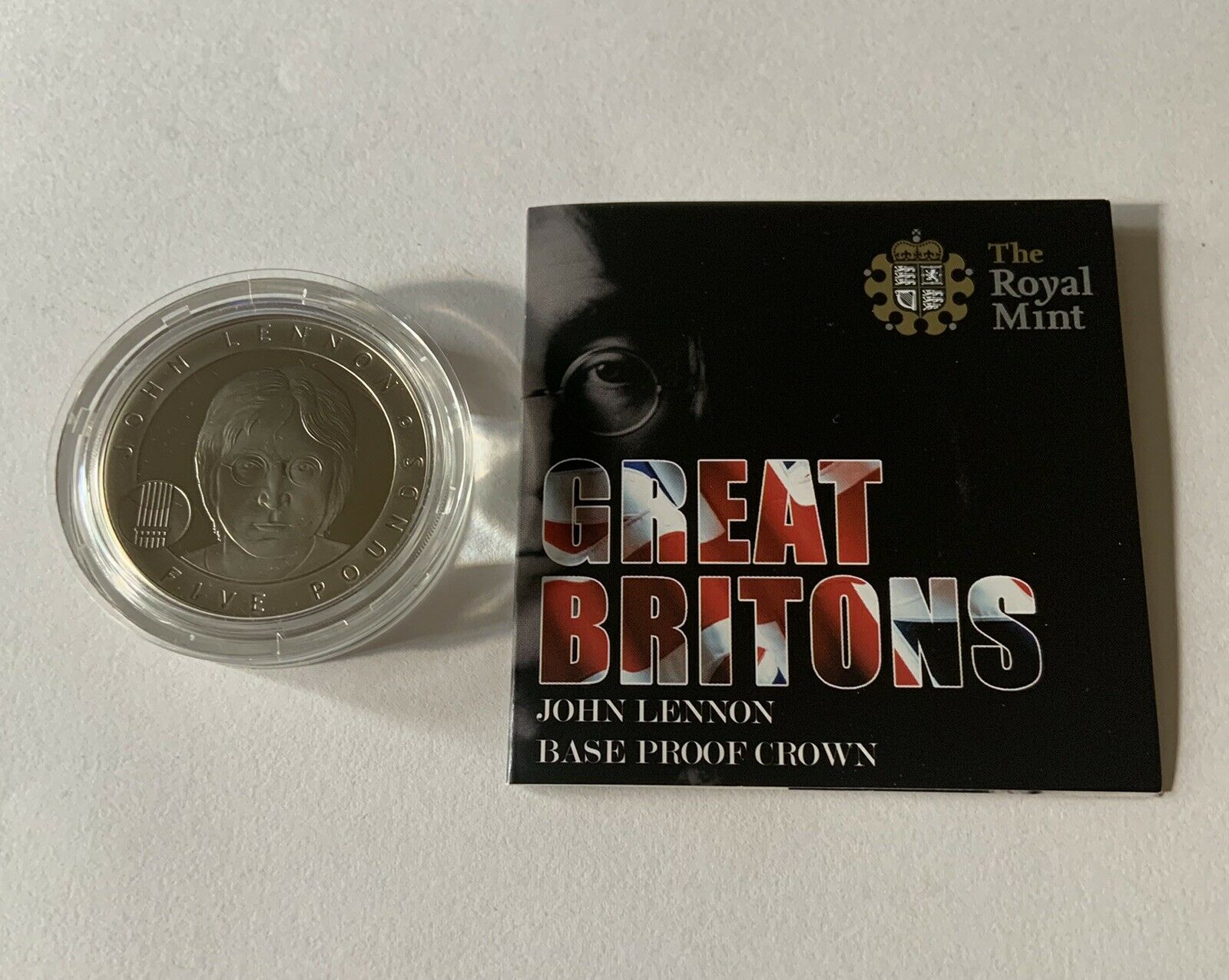 2010 Royal Mint Great Britons John Lennon 5 Pound Coin W/case