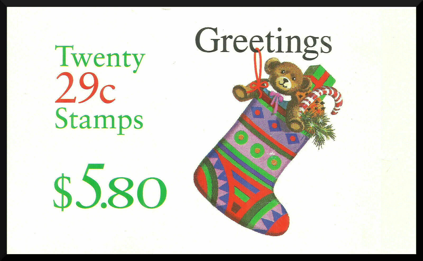 Bk218 Christmas Greetings Booklet Of 20 Mint/nh