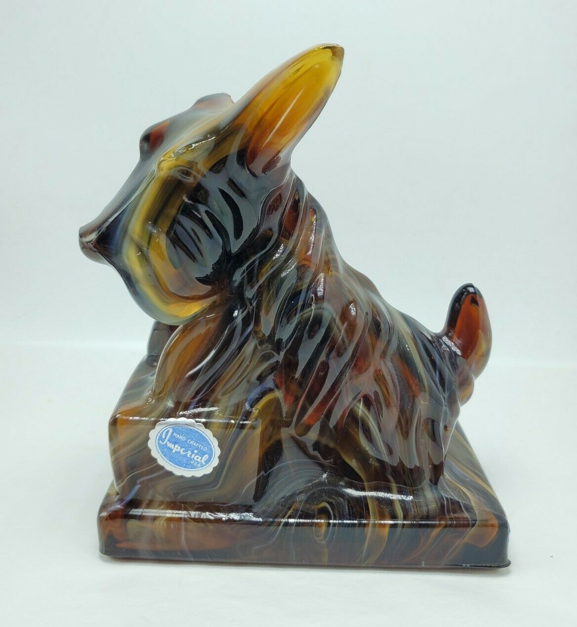 Imperial Glass Caramel Slag Scottie Scotty Dog Terrier Paperweight Bookend
