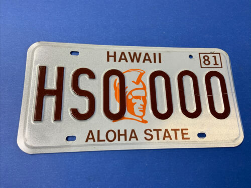 Hawaii Sample License Plate Extremely Rare Aloha State Warrior Embossed Nice!