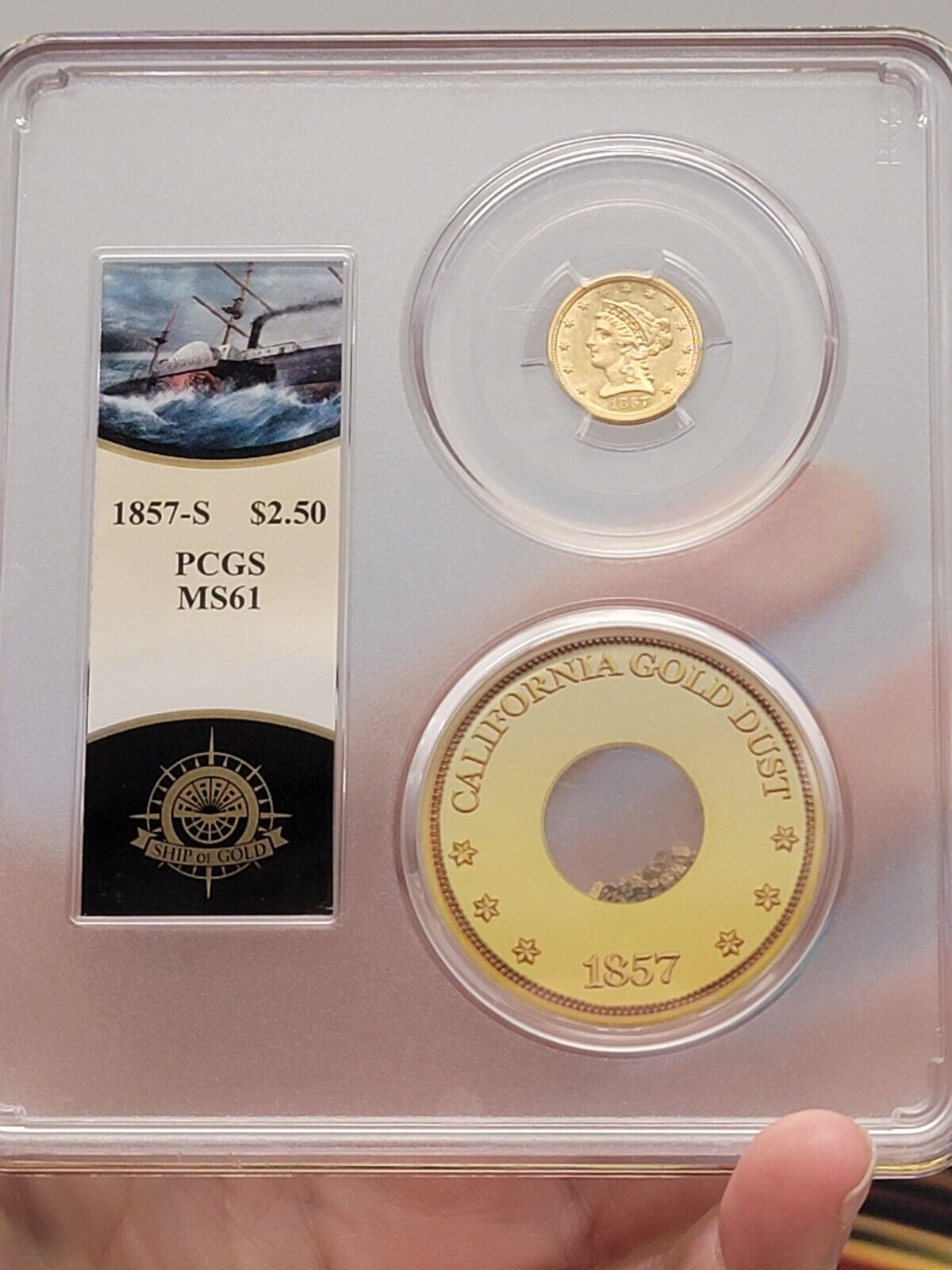 Pcgs Ms61 S.s. Central America Shipwreck 1857-s $2.50 Gold. Extremely Scarce