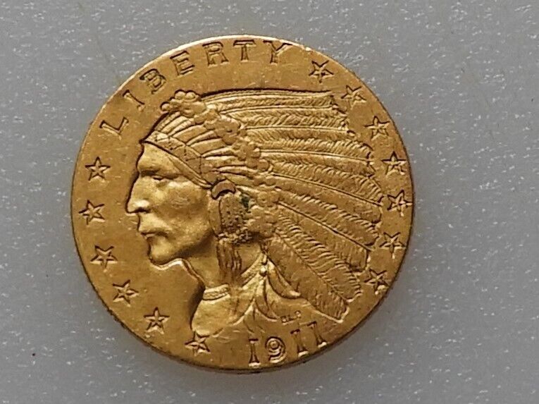 1911- $2.50 Indian Head Us Gold Coin, Quarter Eagle Pre-1933 Free Shipping!