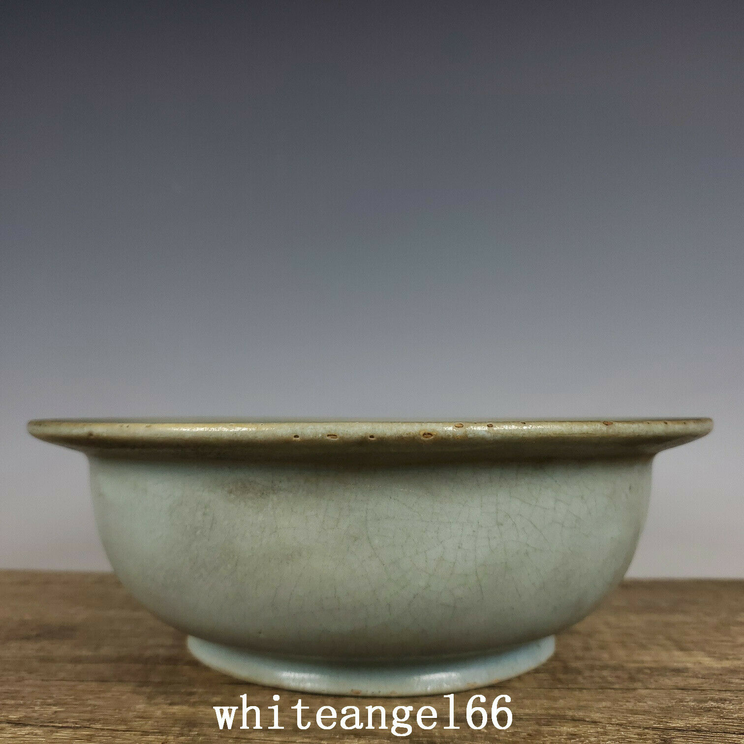 8.7" Antique Porcelain Song Dynasty Ru Kiln Cyan Museum Mark Ice Crack Flowerpot