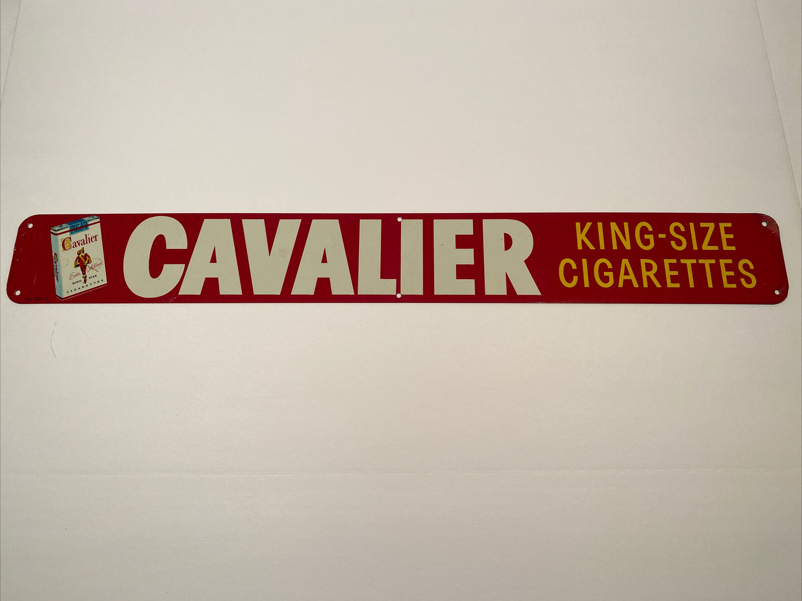 Cavalier Cigarettes Vintage Metal Sign For Bar Or Man Cave Vivid Red & Yellow