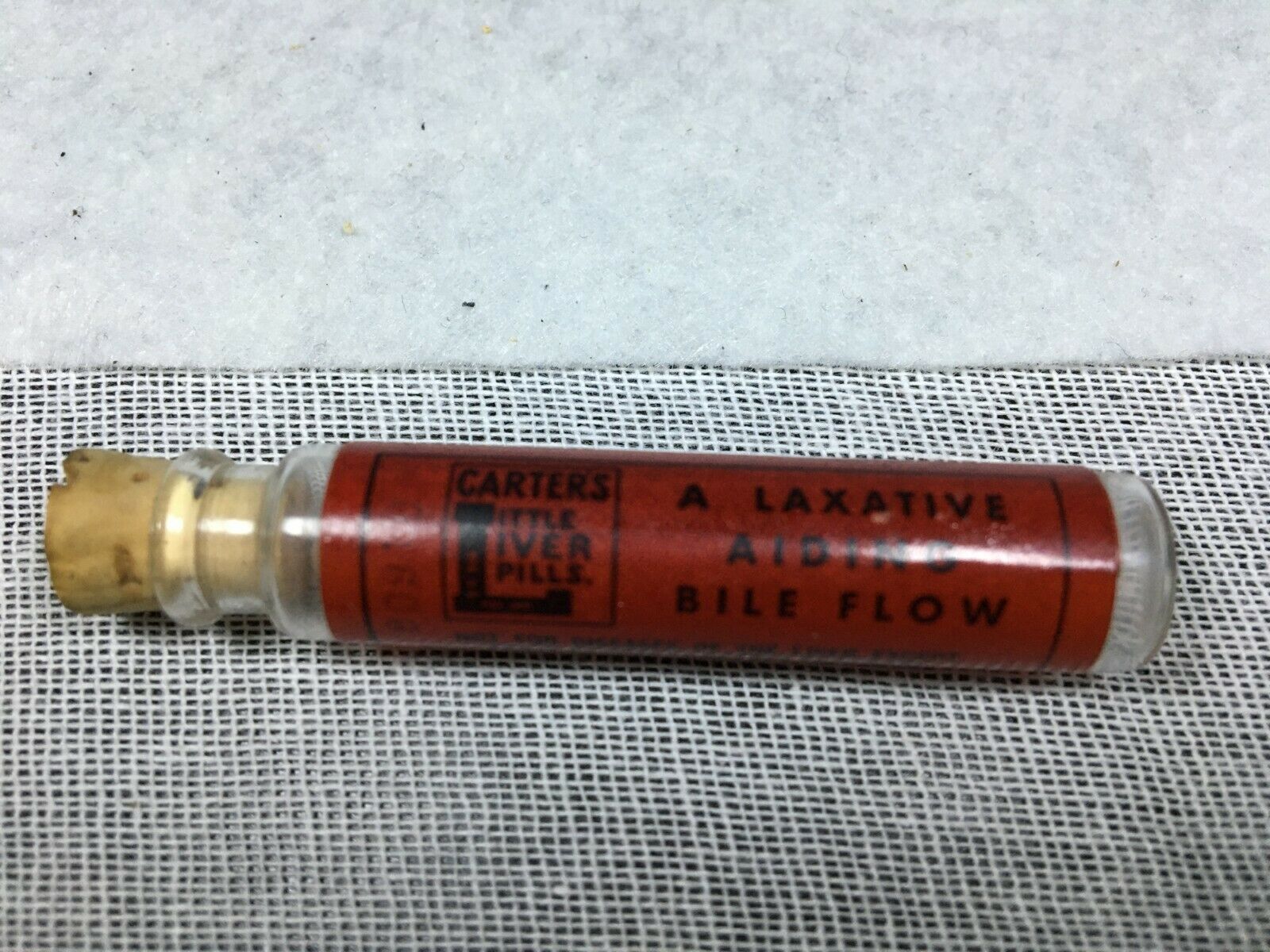 Vintage Carter's Little Liver Pills Glass Vial W/cork Laxative Aiding Bile Flow
