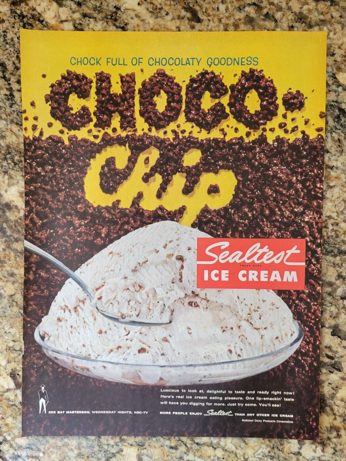 Vintage Sealtest Ice Cream Ad - Choco Chip Chock Full Of Chocolaty Goodness