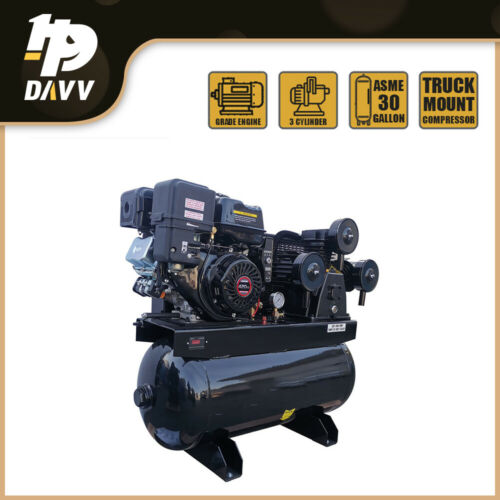 13hp Gas Engine Piston Air Compressor 3 Cylinder 30 Gallon Tank 125psi 44cfm