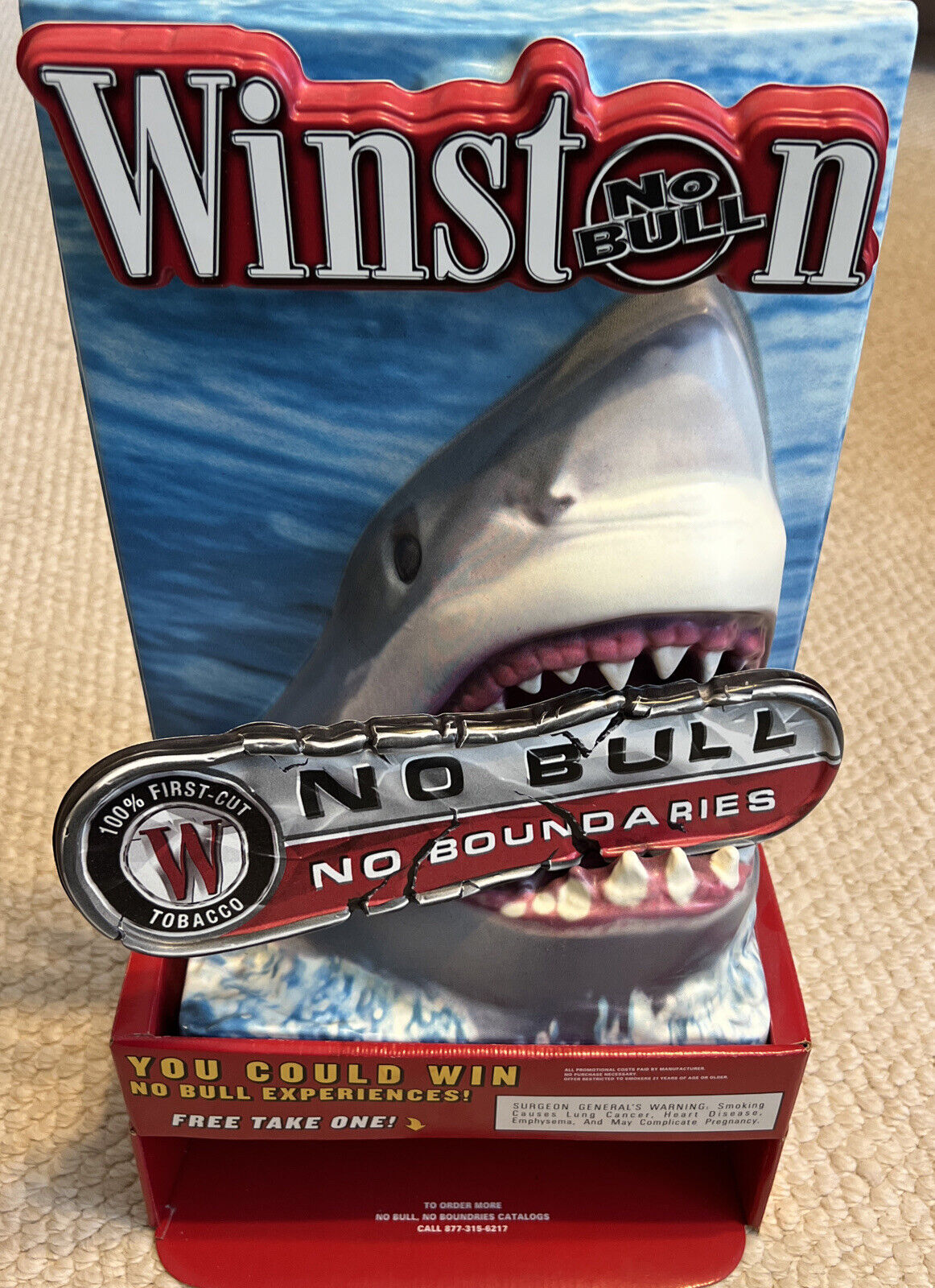 Vintage 2001 3d Winston Cigarettes Tobacco Shark Jaws Advertising Display Sign