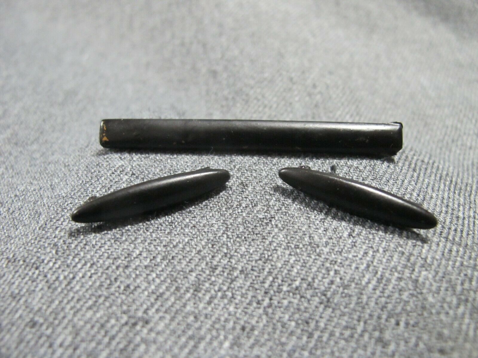 Antique Victorian Mourning Black Painted Metal 3 Barrette Pins