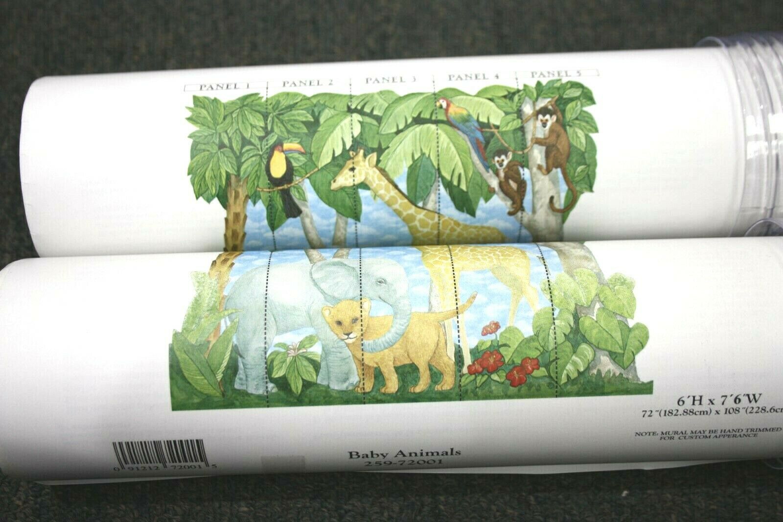 2 Brewster Wallcovering 6'h X 7'6"w Baby Animals 259-72001 Prepasted Vinyl