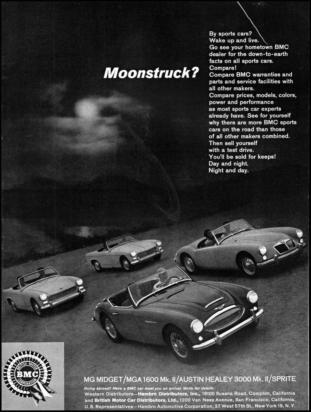 1962 Bmc Cars Mg Midget Mga 1600 Austin Healey Vintage Photo Print Ad Ads79