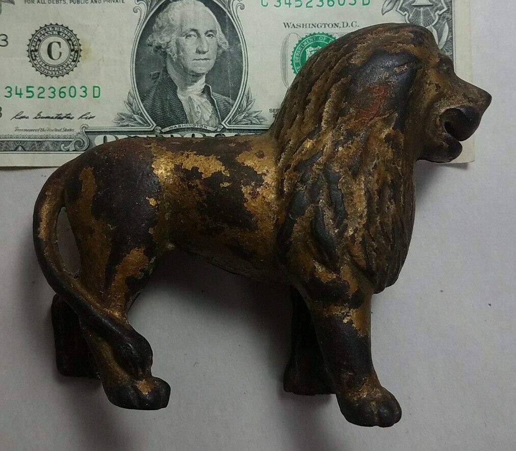 Early 1900's A C Williams Still Piggy Bank Lion. 4 1/2" Wide