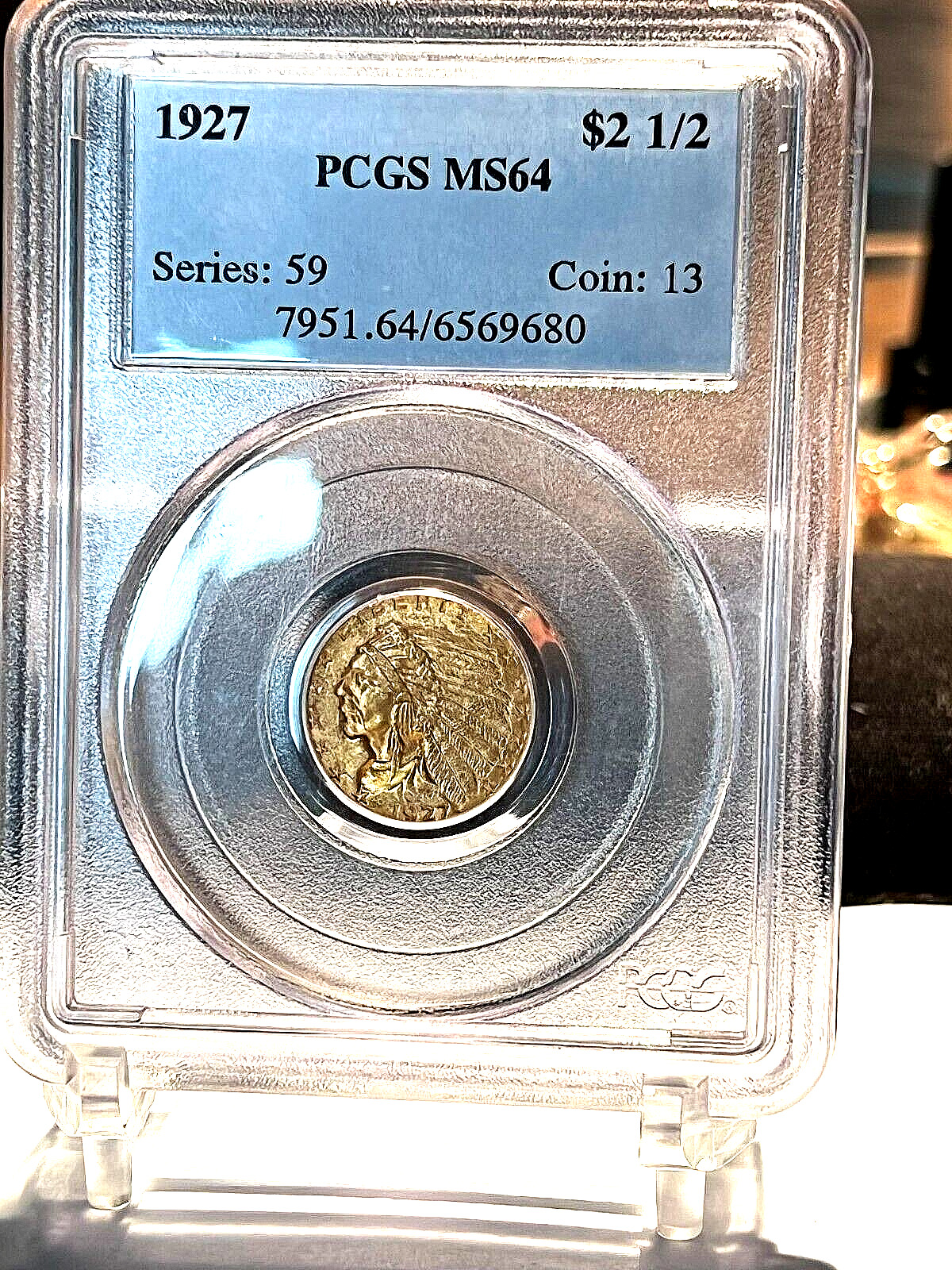 1927 $2.50 Indian Head Gold Pcgs Ms64