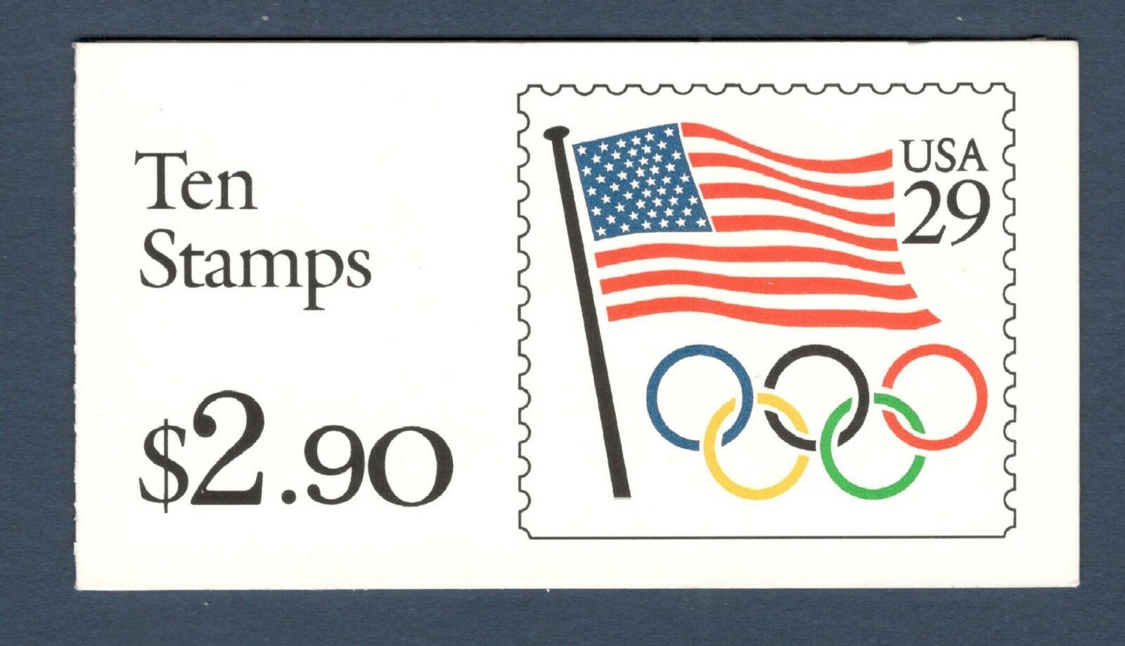 Bk186 Flag & Olympic Rings (black) Booklet Of 10 Mint/nh